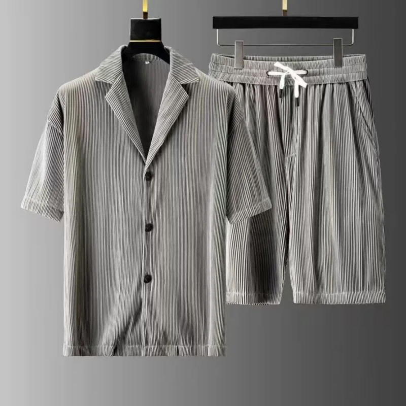 Jerrick - Elegante conjunto de polo suelto de manga corta y pantalón corto
