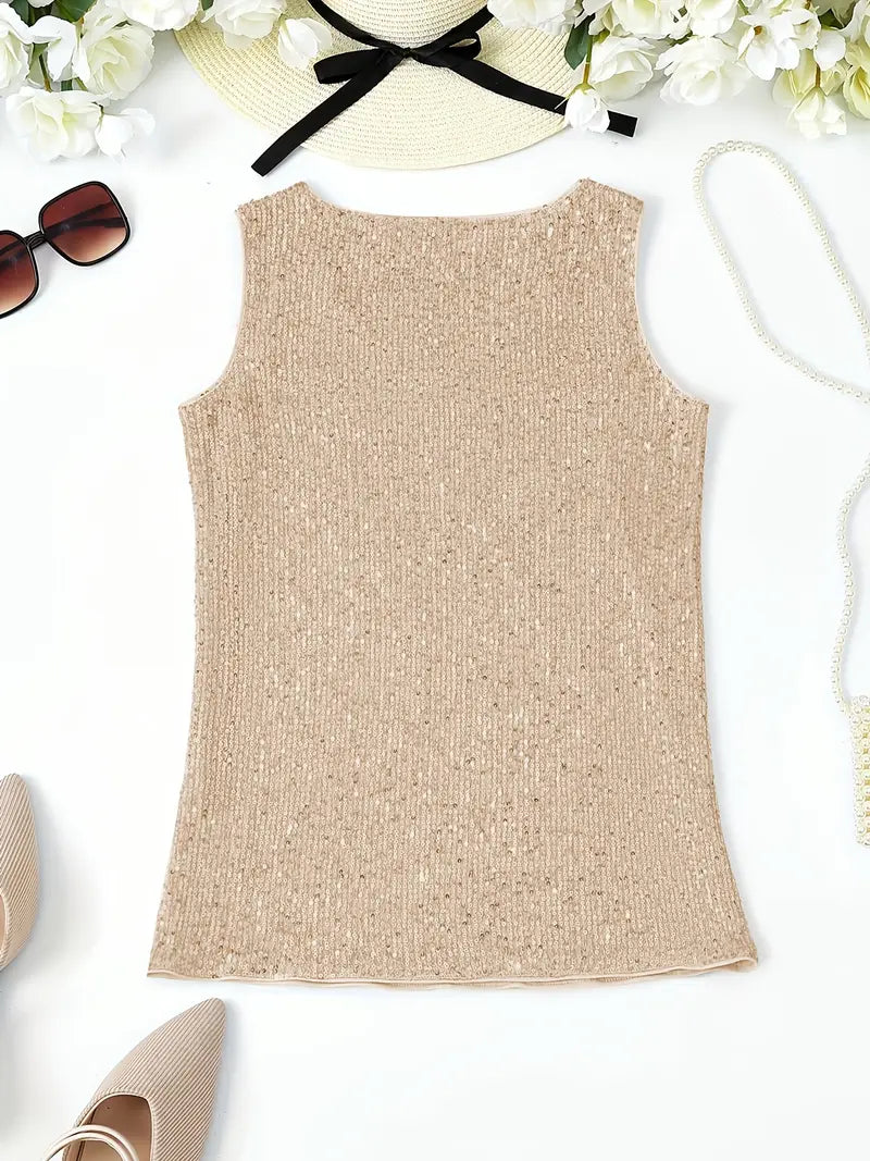 Uma – Elegante top sin mangas con lentejuelas