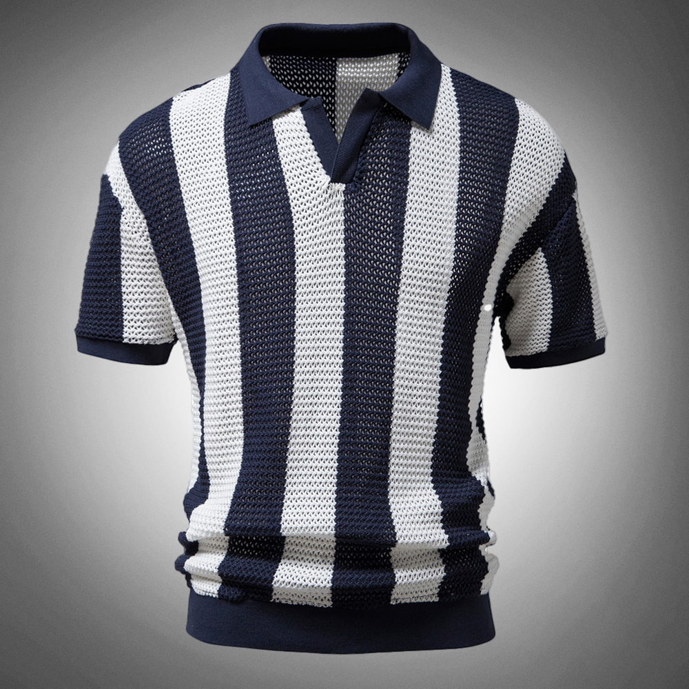 Joel - Polo transpirable a rayas de estilo casual
