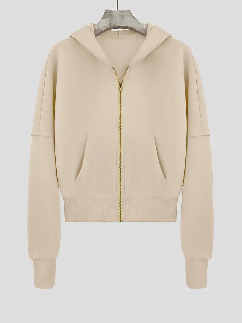 Scarlet – Sudadera corta con capucha de algodón con cremallera