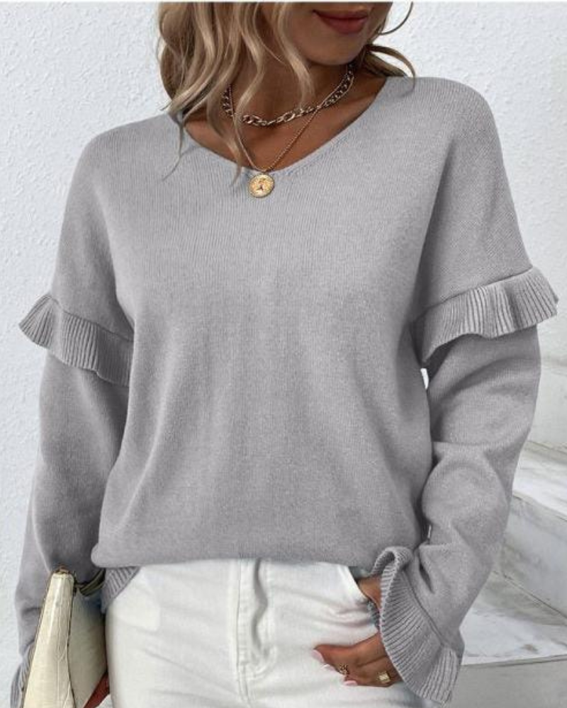 Shireen - Elegante blusa suelta de manga larga con volante