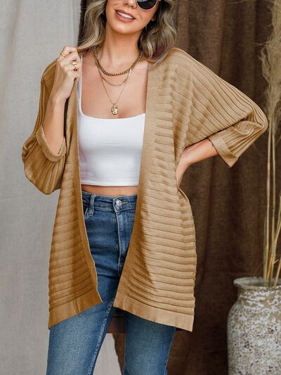 Raquel - Chaqueta informal de punto a rayas con parte delantera abierta