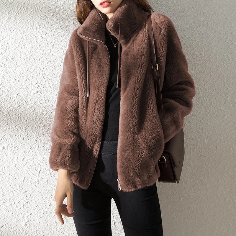 Lannie - Chaqueta informal de felpa cálida con cremallera