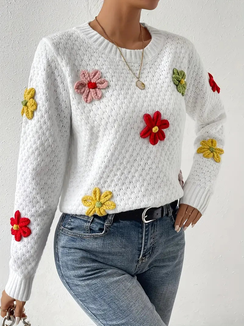 Kaadrie – Jersey de punto con bordado floral 3D