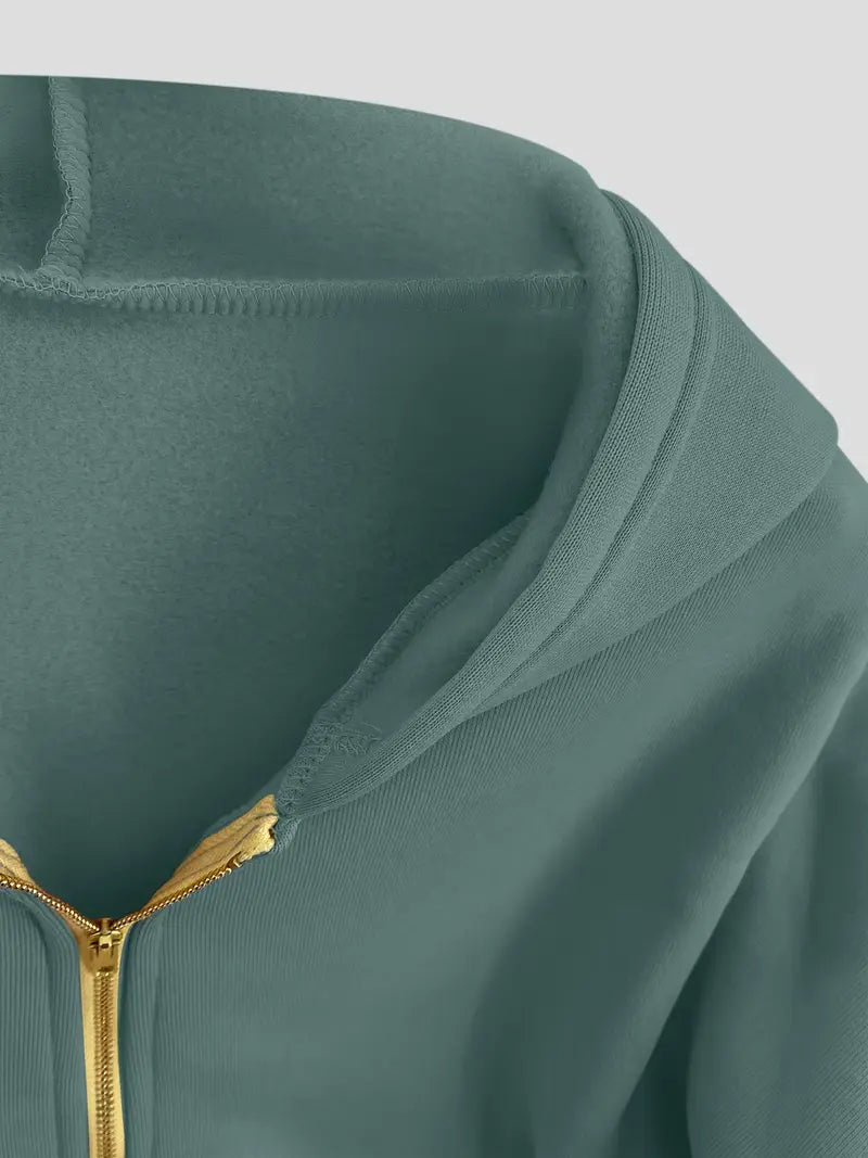 Scarlet – Sudadera corta con capucha de algodón con cremallera