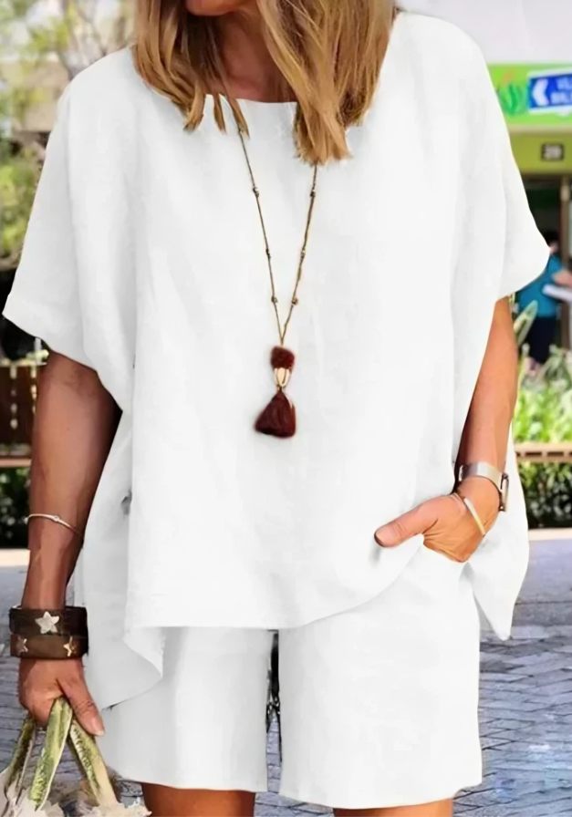 Fiona - Conjunto casual de camisa suelta y pantalón corto