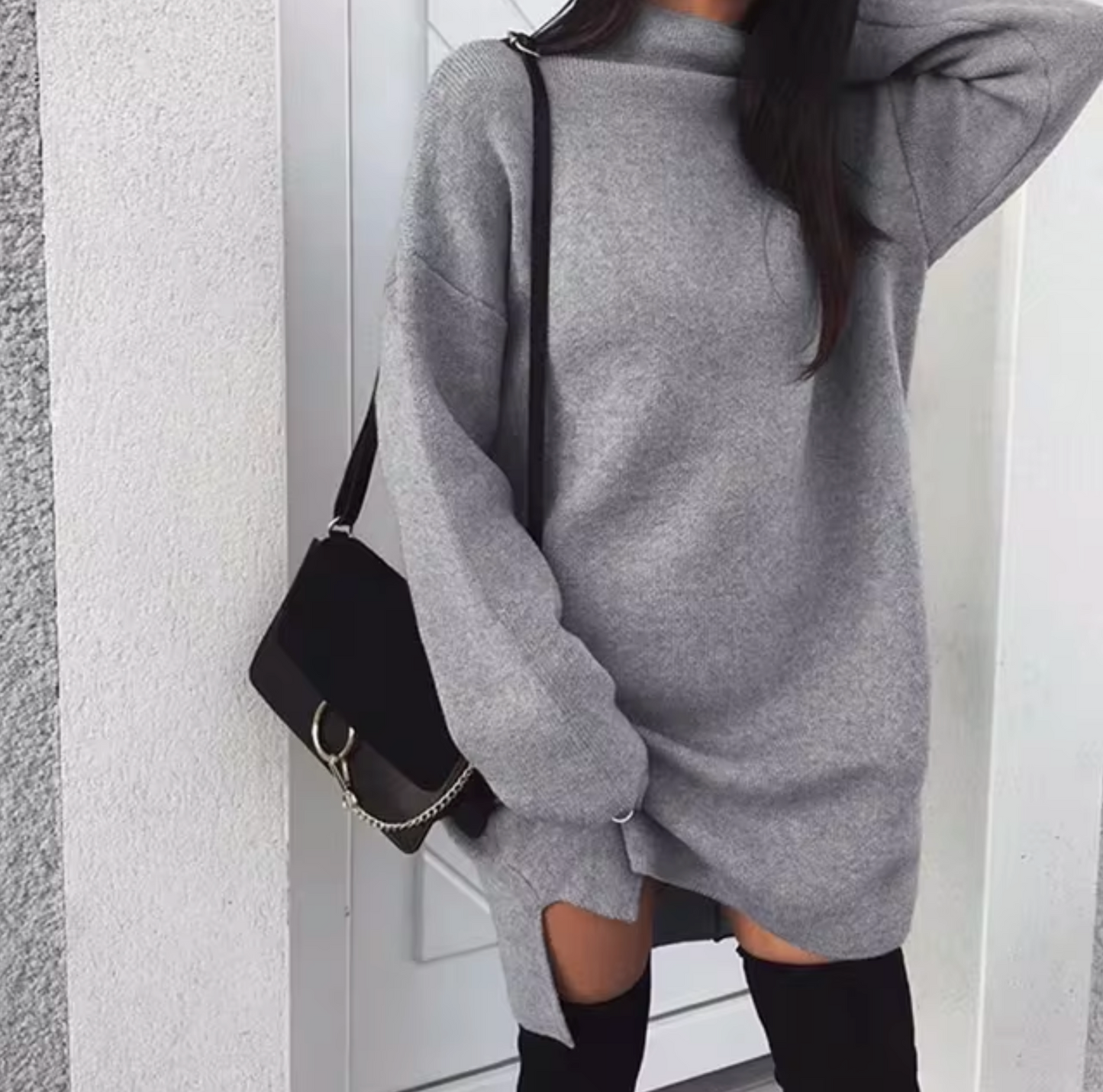 Bezy – Vestido de punto holgado con cuello vuelto