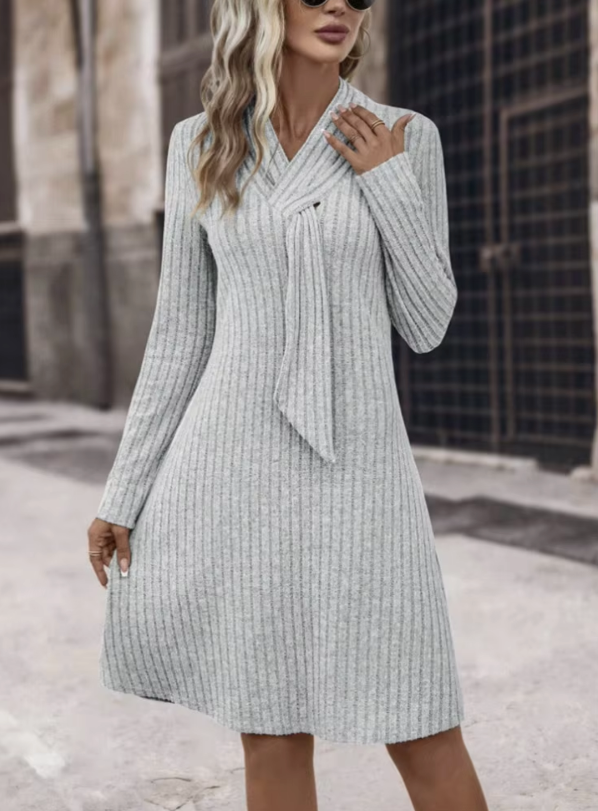 Valeen – Vestido de punto de manga larga
