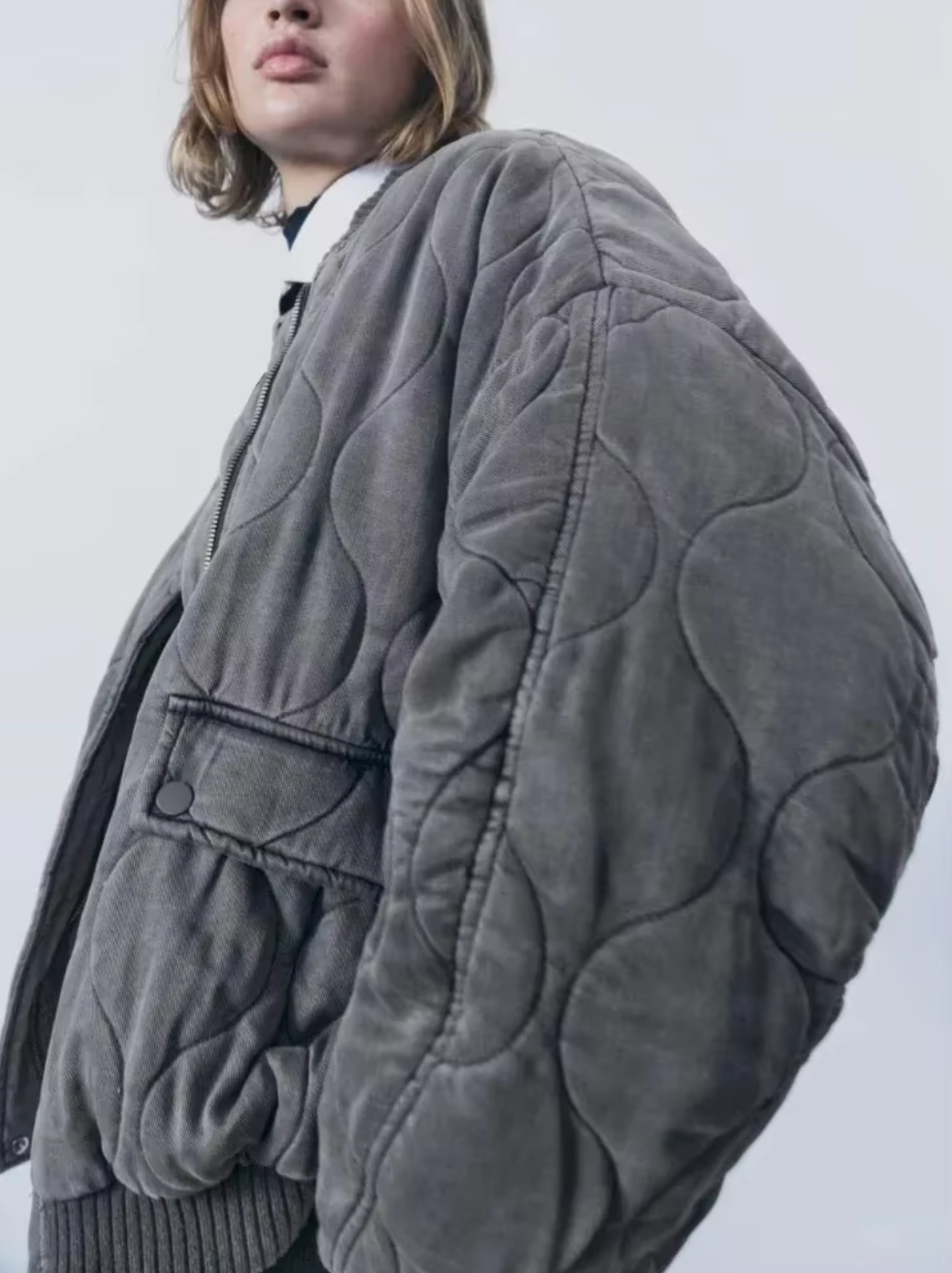 Emery – Chaqueta de algodón con cuello redondo