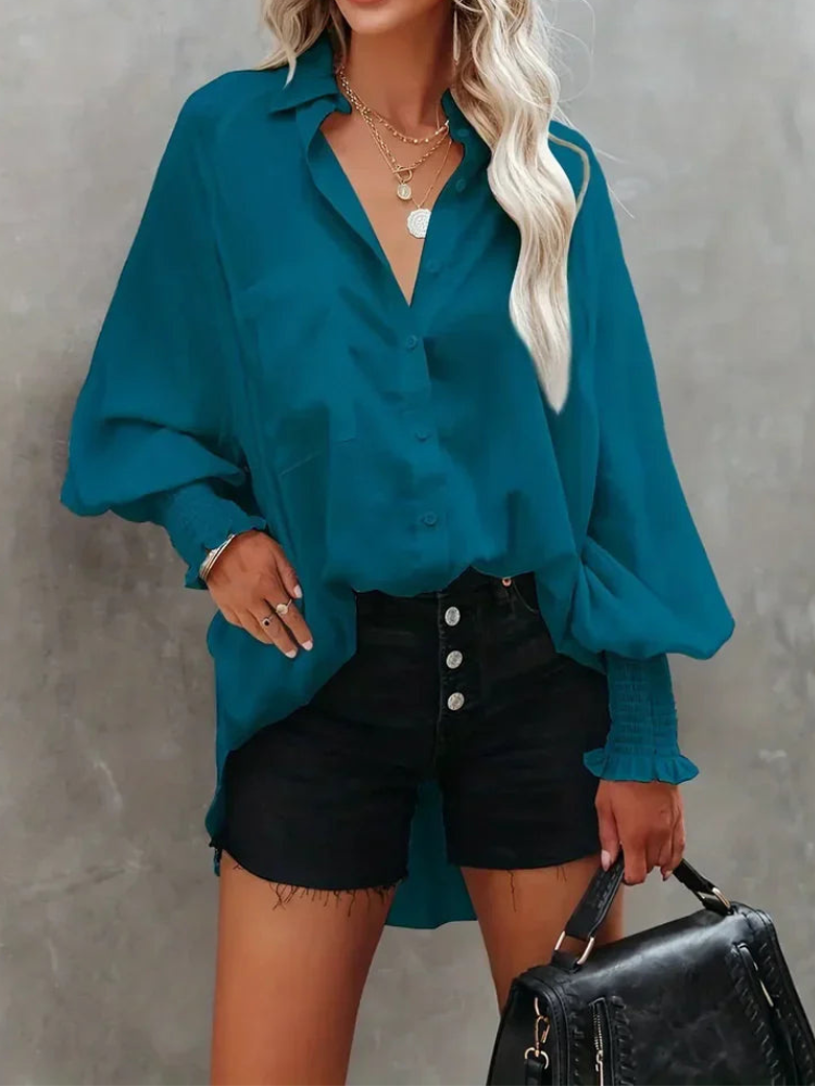 Rianna - Elegante blusa polo de manga larga con botones