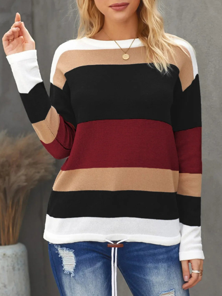 Virelia - Jersey informal de manga larga con rayas