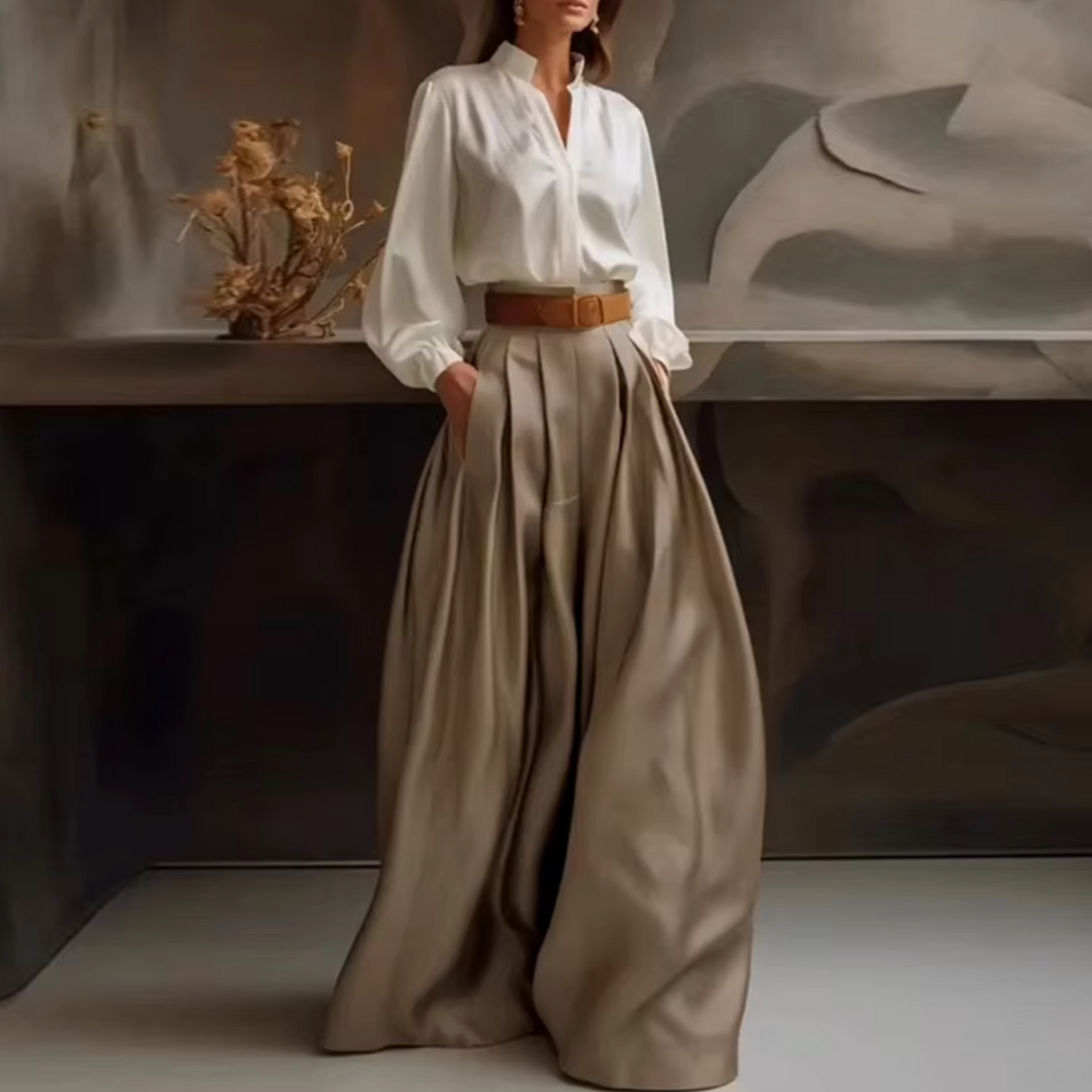 Emireya – Pantalón elegante con pinzas y cintura alta