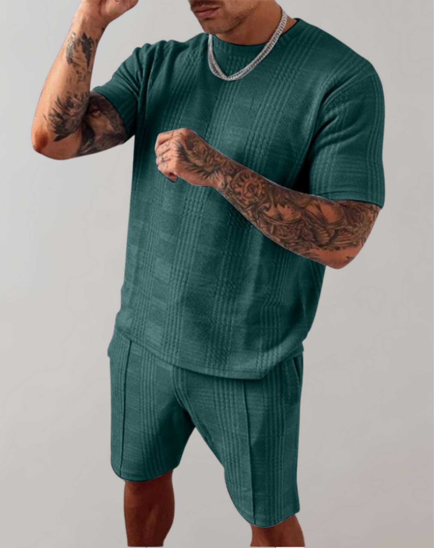Jadiel - Conjunto de camisa y pantalón corto de estilo casual
