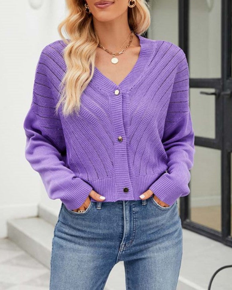 Azaria - Versátil chaqueta de punto con cuello en V