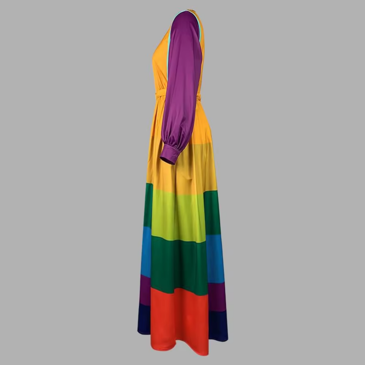 Aurora – Vestido largo de manga larga con los colores del arcoíris