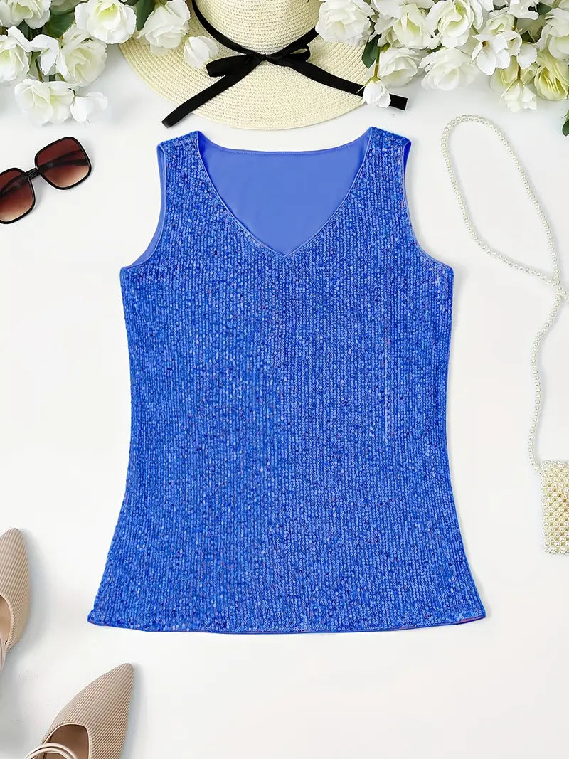 Uma – Elegante top sin mangas con lentejuelas