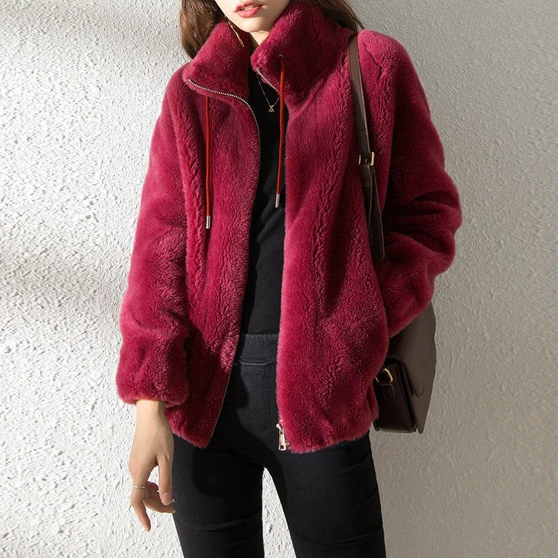 Lannie - Chaqueta informal de felpa cálida con cremallera