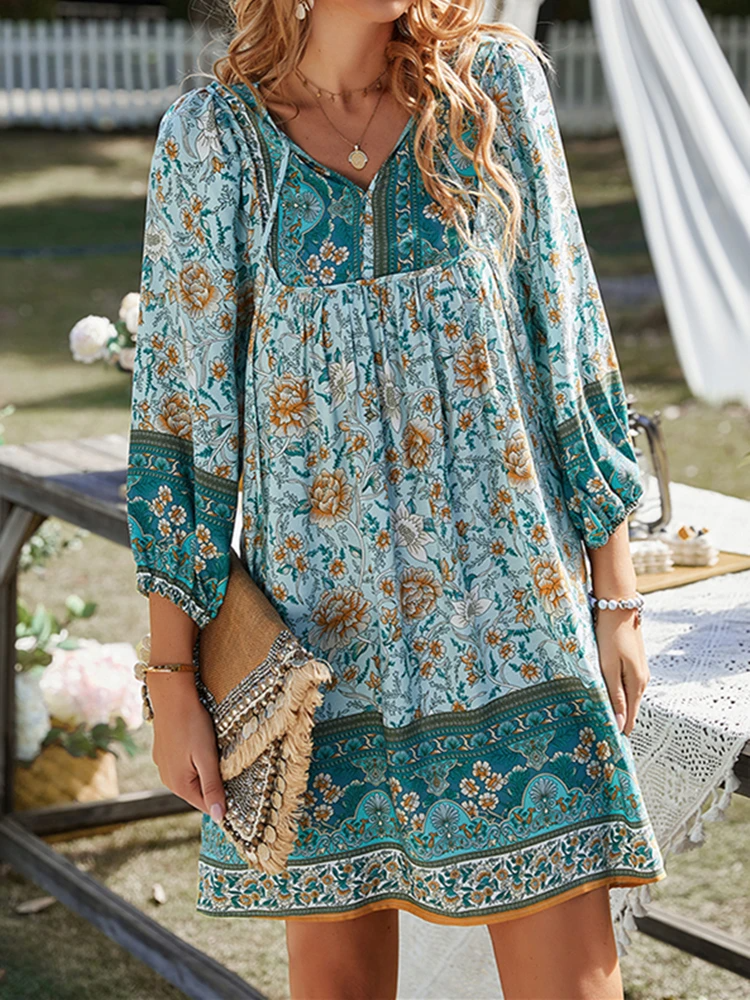 Sofina - Elegante vestido floral de media manga