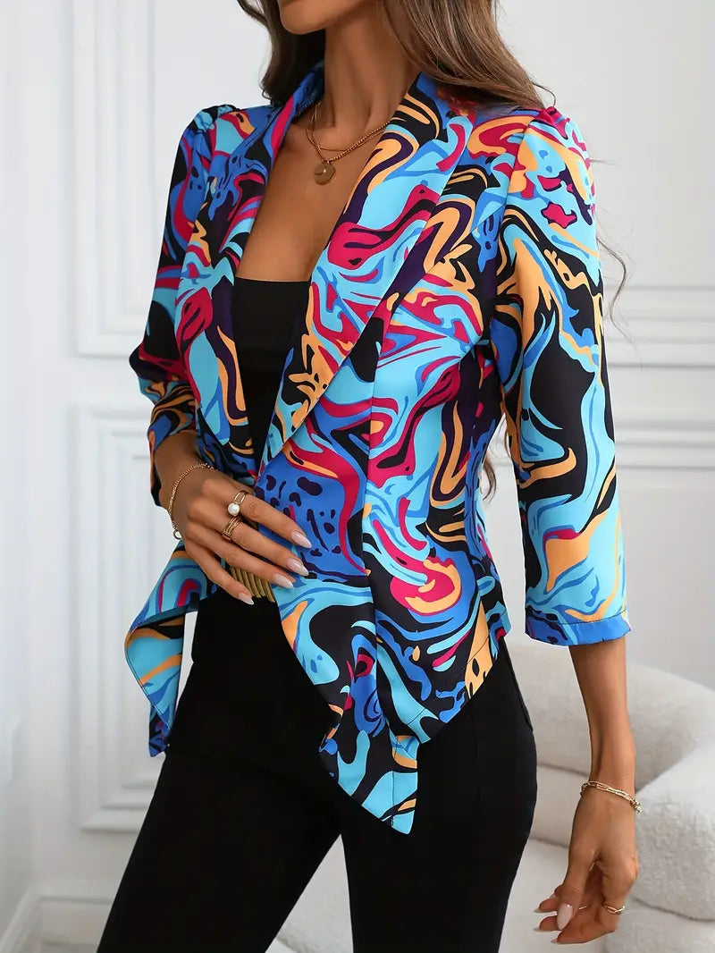 Susannah – Blazer con estampado abstracto vibrante