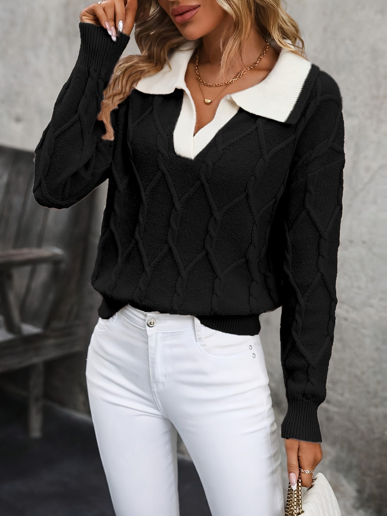 Yassi - Elegante jersey de punto con cuello de polo