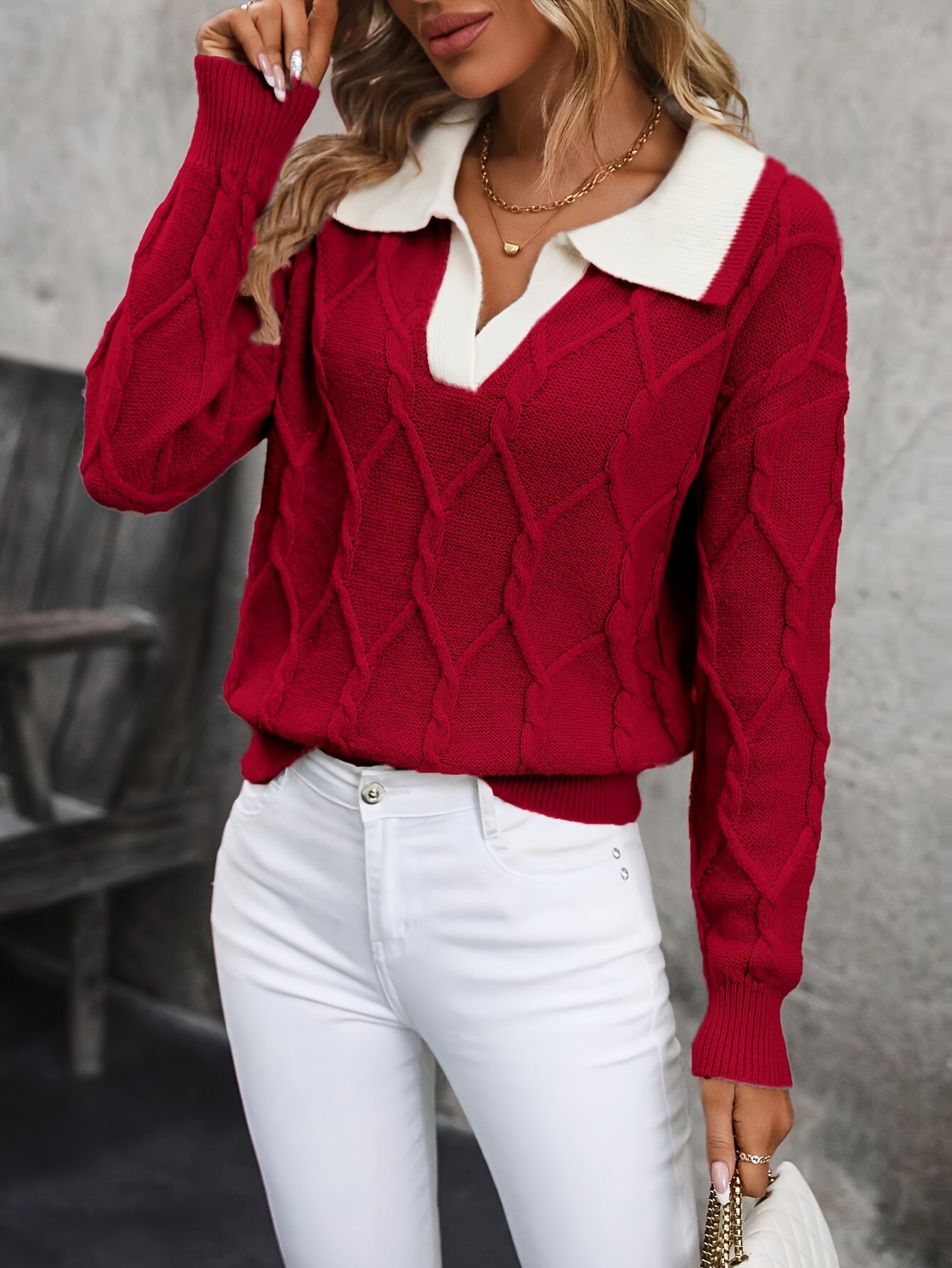 Yassi - Elegante jersey de punto con cuello de polo