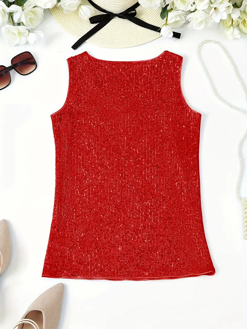 Uma – Elegante top sin mangas con lentejuelas