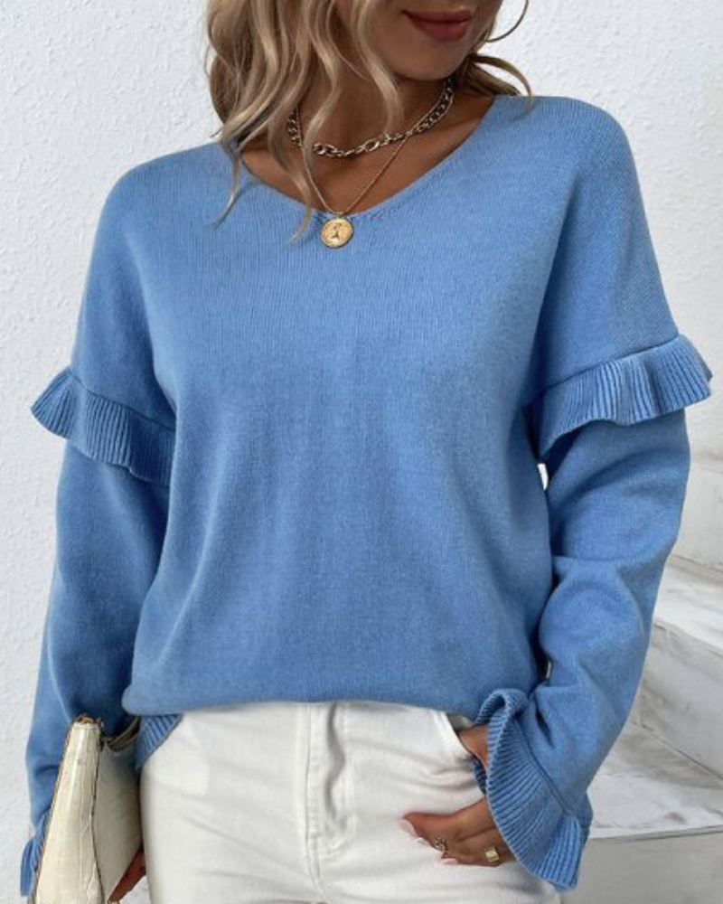 Shireen - Elegante blusa suelta de manga larga con volante