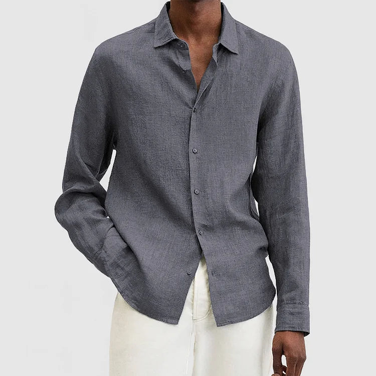 Kiefer - Camisa abotonada clásica y cómoda de manga larga