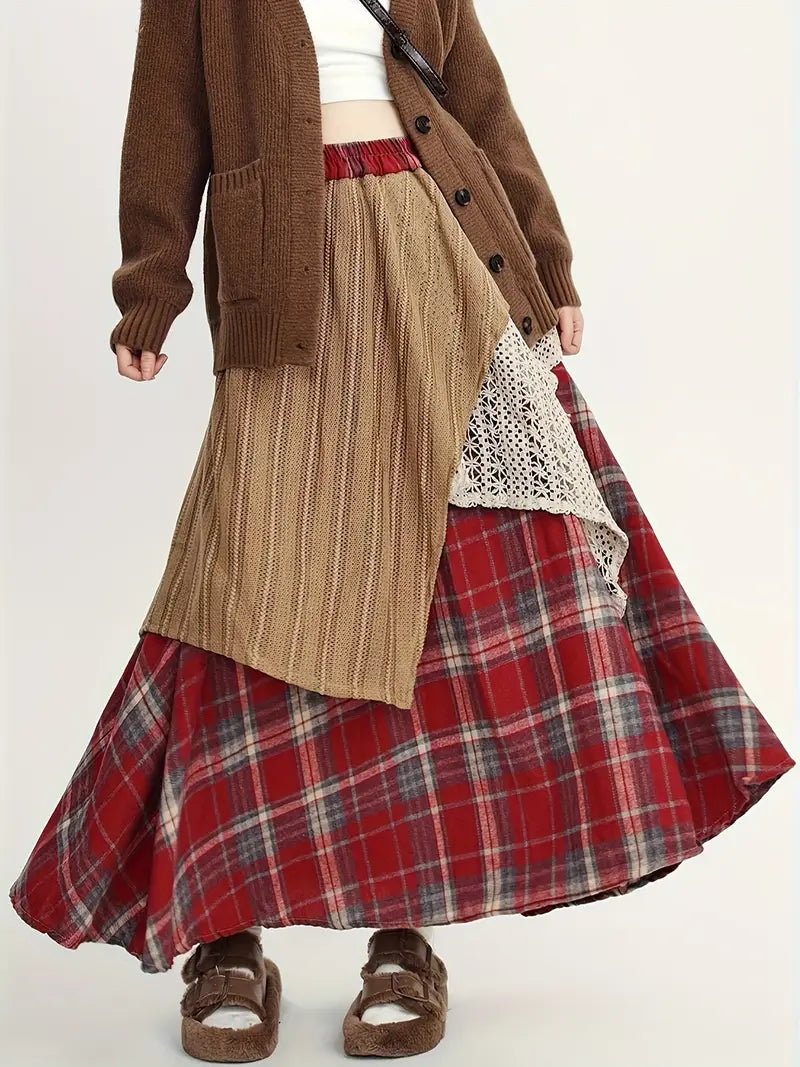 Alva – Falda larga de cuadros estilo boho