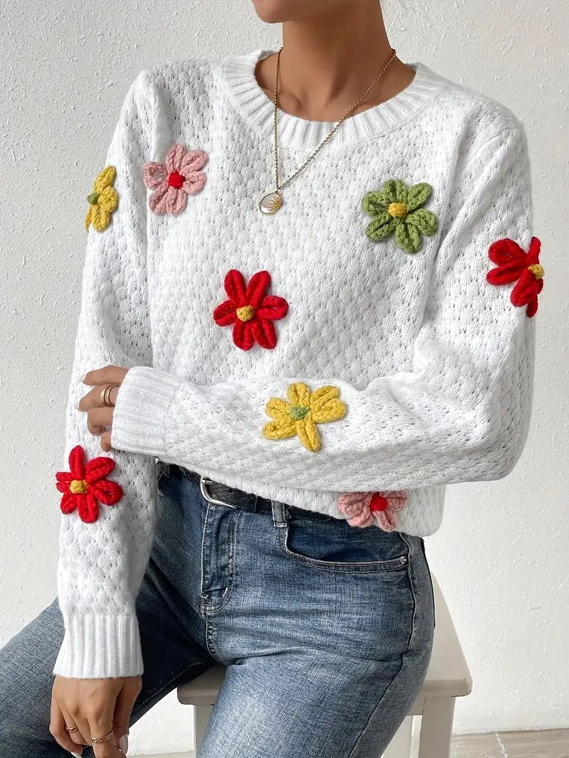 Kaadrie – Jersey de punto con bordado floral 3D