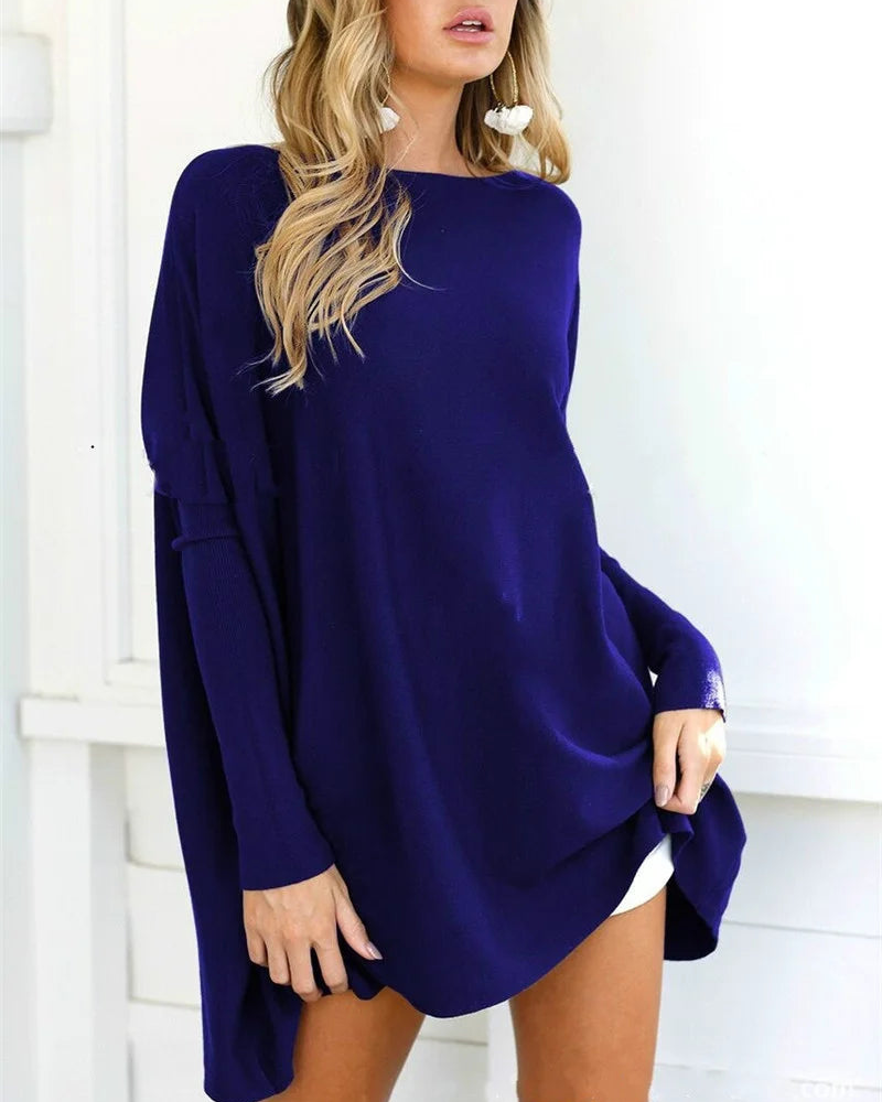 Bellona - Suéter informal de cuello redondo holgado