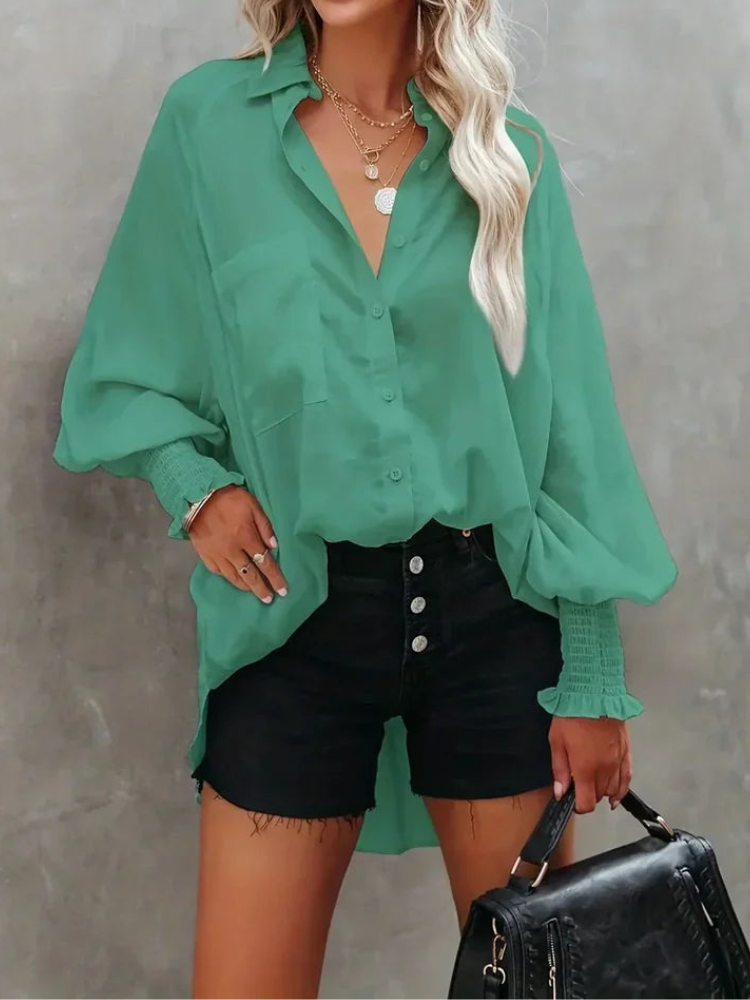 Rianna - Elegante blusa polo de manga larga con botones