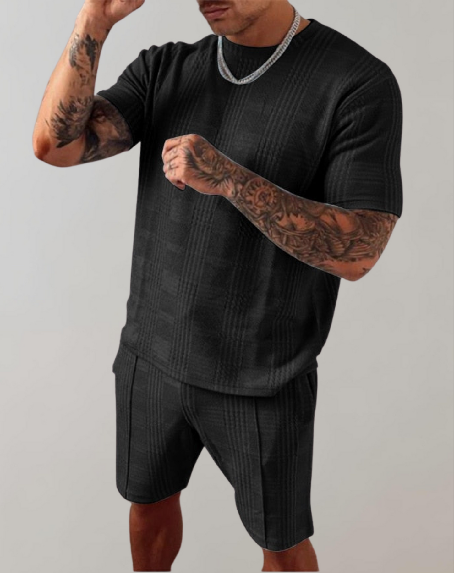 Jadiel - Conjunto de camisa y pantalón corto de estilo casual