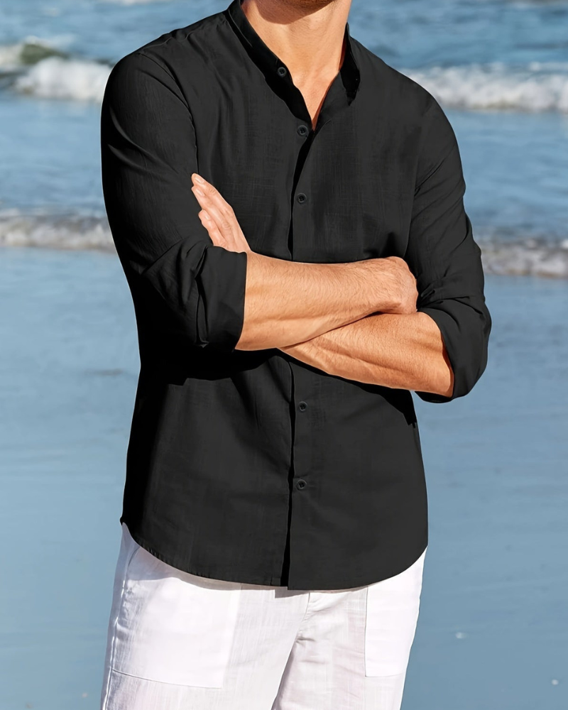Marcos - Camisa de manga larga con botones, cómoda y casual