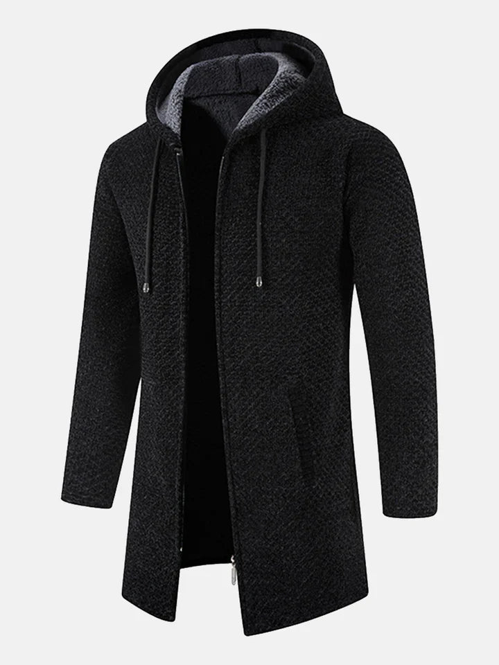 Francisco - Chaqueta polar de punto con cremallera y capucha, informal para hombre
