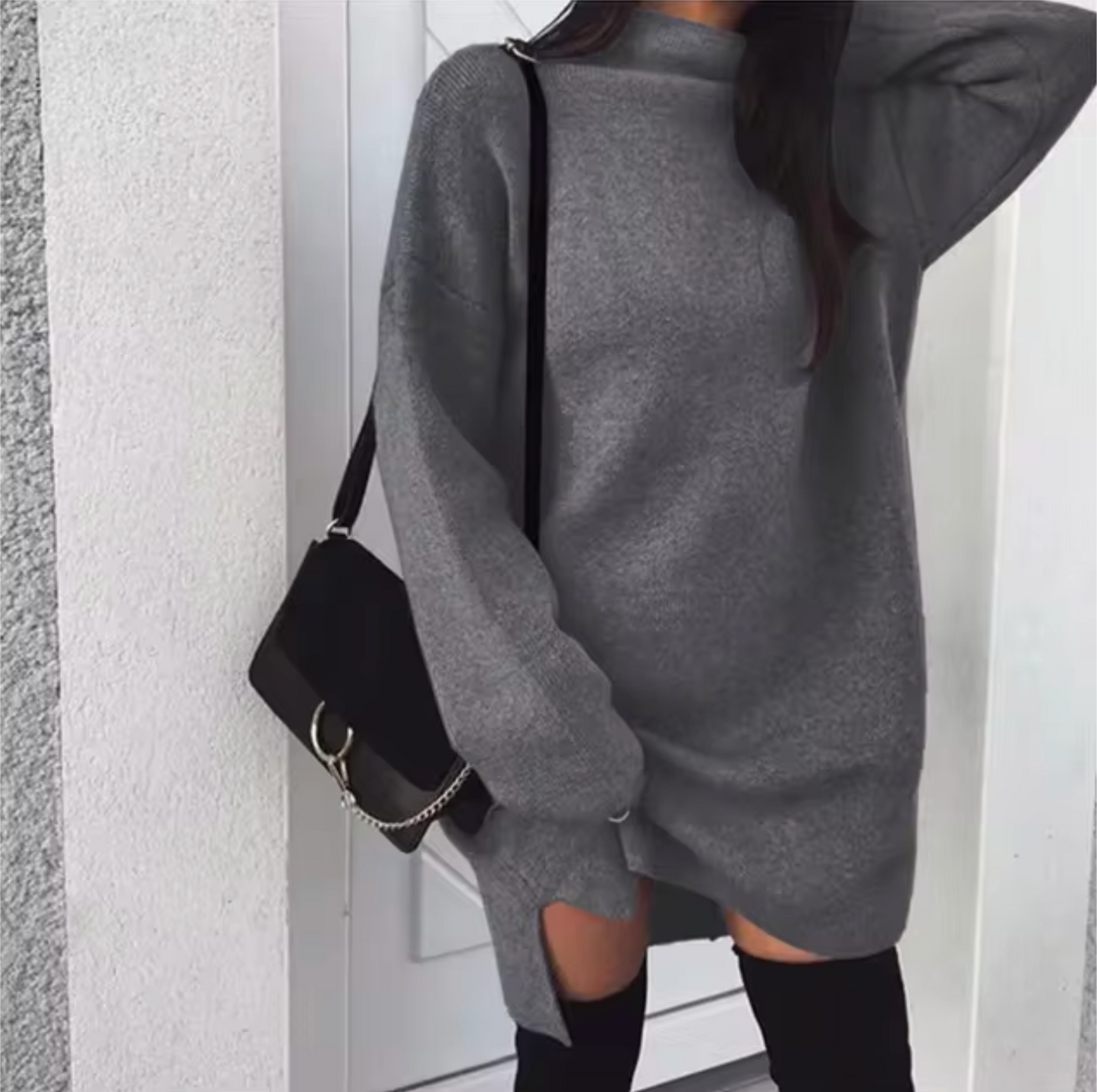 Bezy – Vestido de punto holgado con cuello vuelto