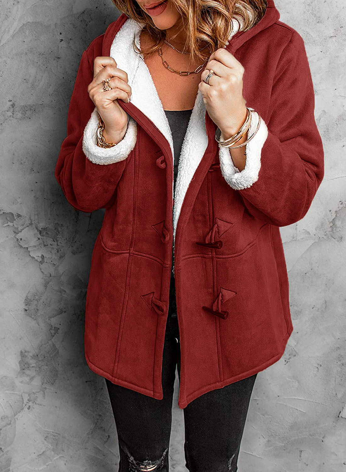 Saphira - Chaqueta informal con capucha, cálida y de felpa