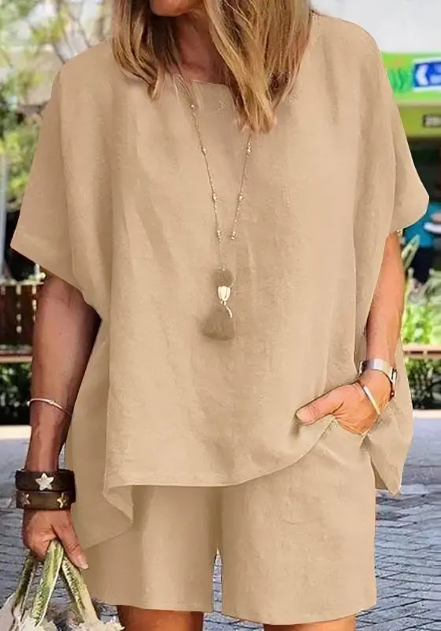 Fiona - Conjunto casual de camisa suelta y pantalón corto