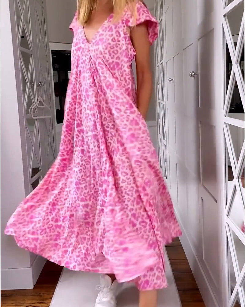 Anya - Vestido largo con estampado de leopardo