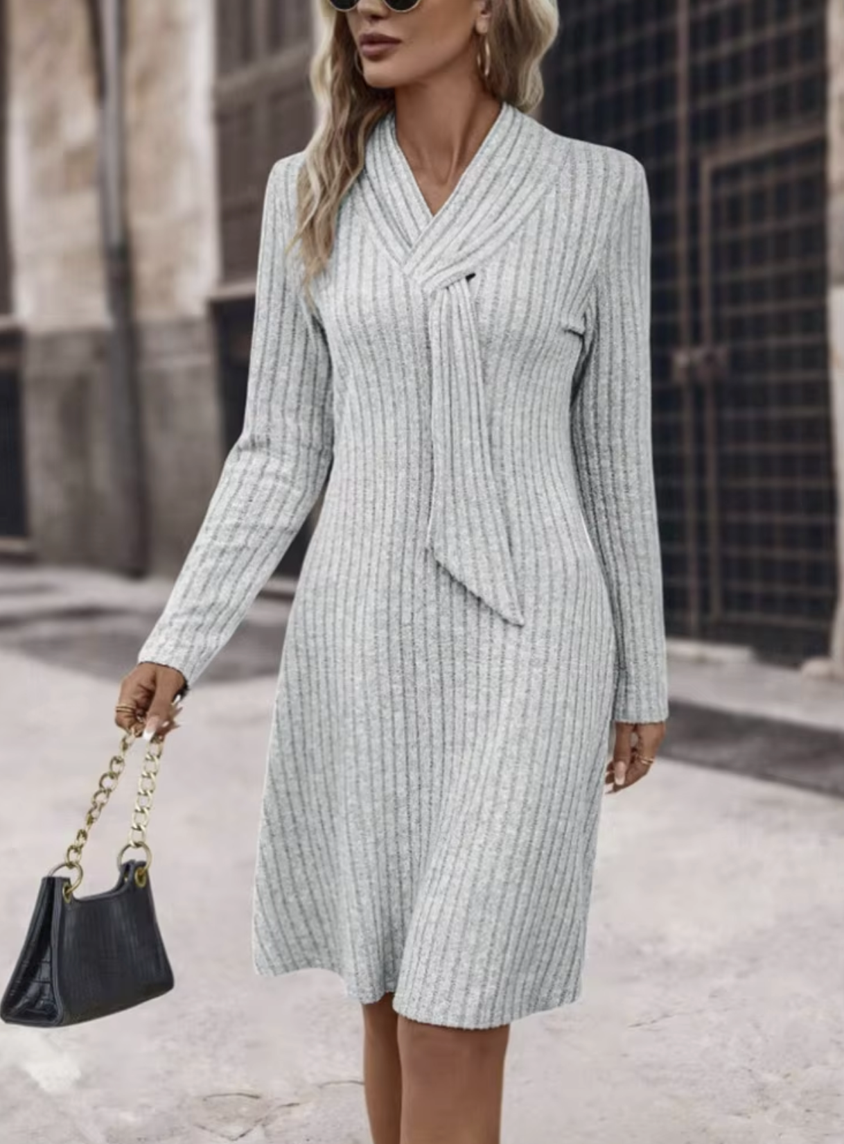 Valeen – Vestido de punto de manga larga