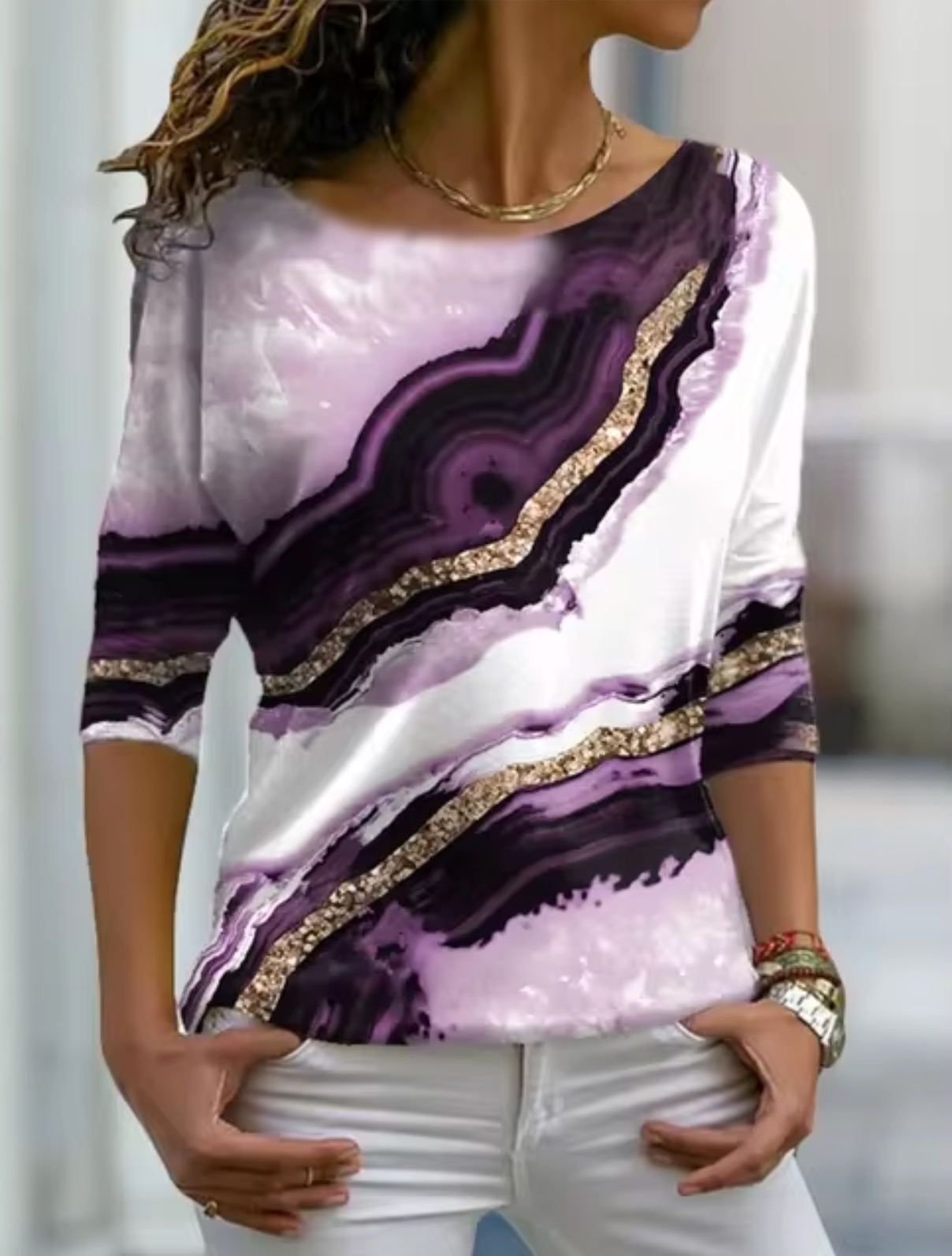Aurelia - Elegante blusa con estampado de mármol
