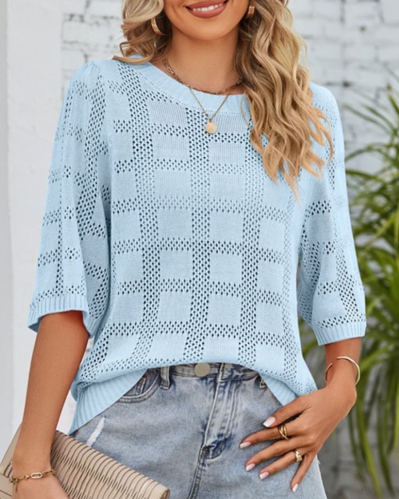 Amira - Elegante blusa de media manga ahuecada