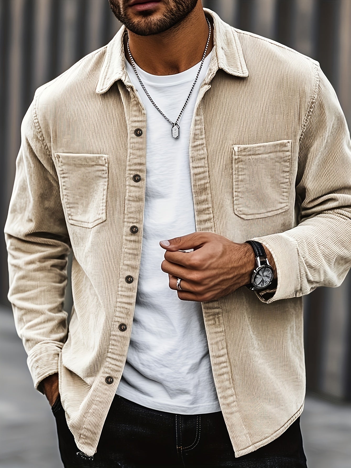Alvin - Elegante chaqueta abotonada de pana