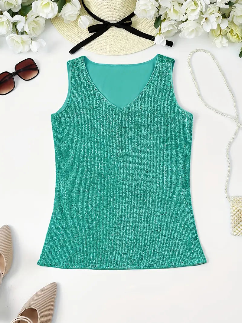 Uma – Elegante top sin mangas con lentejuelas