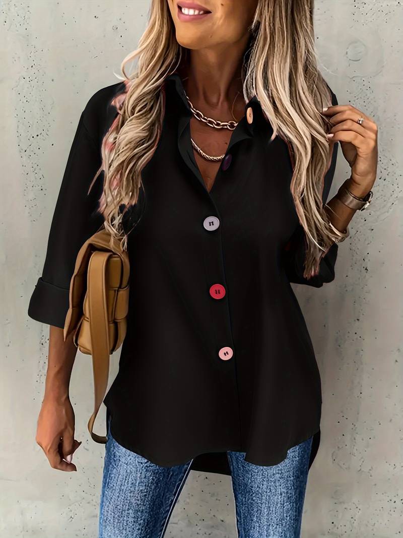 Ezra - Elegante blusa de botones de manga larga