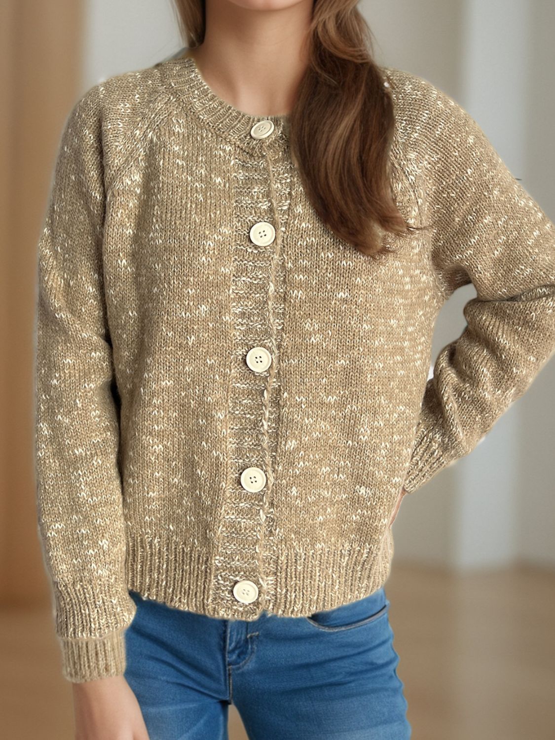 Callie - Elegante cárdigan de manga larga con botones de brezo