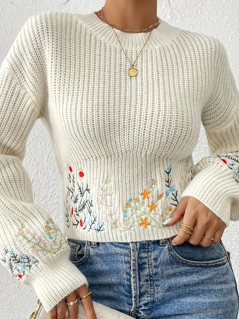 Leyla – Jersey de punto con bordado floral