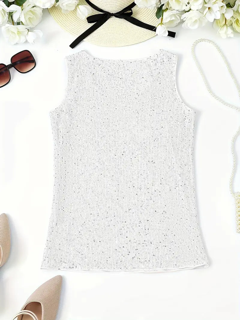 Uma – Elegante top sin mangas con lentejuelas