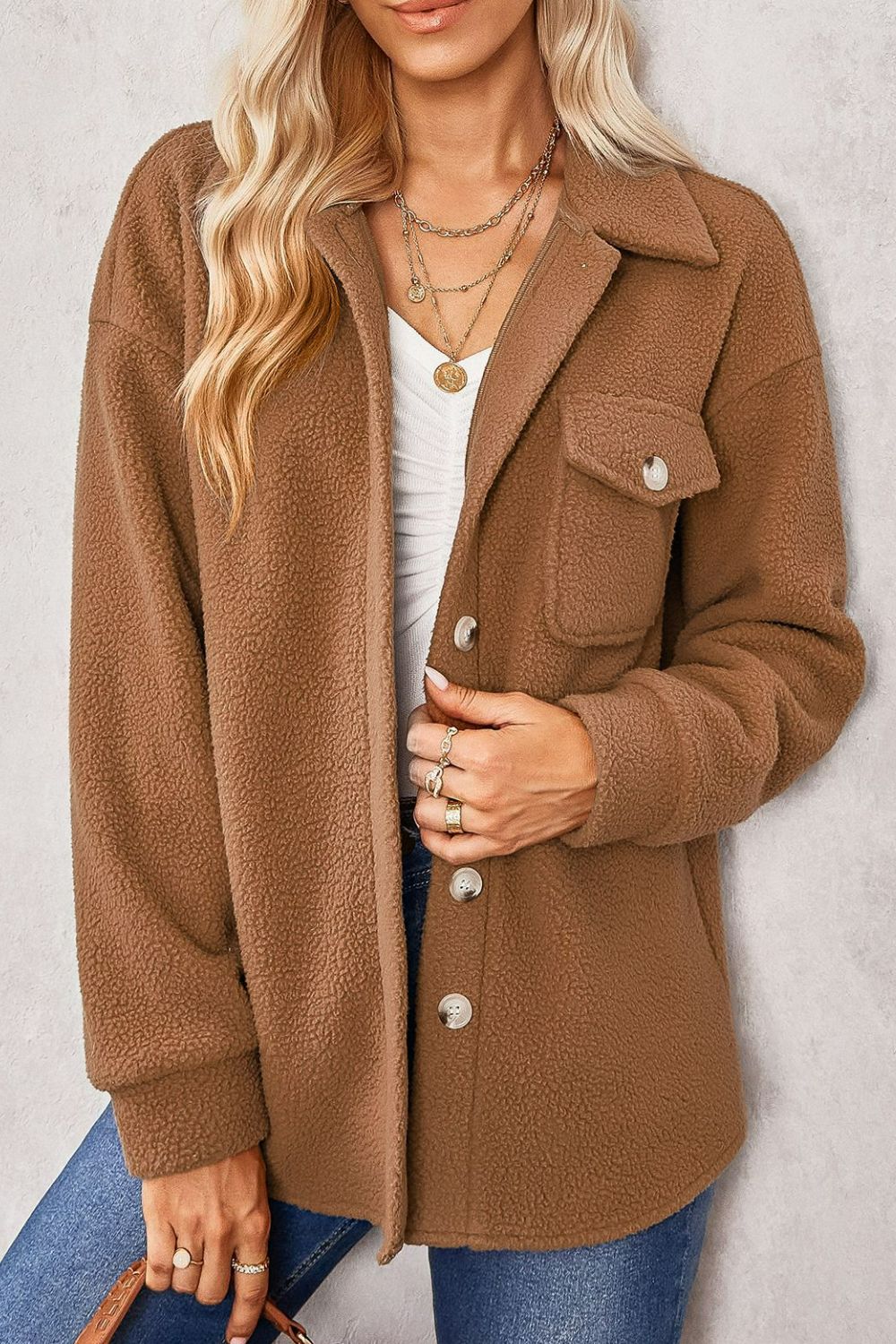 Shantal - Chaqueta de forro polar con botones