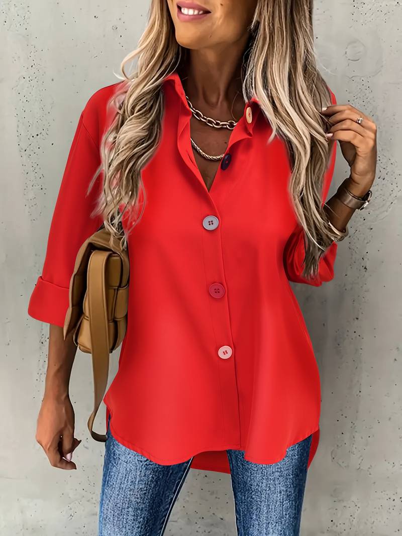 Ezra - Elegante blusa de botones de manga larga